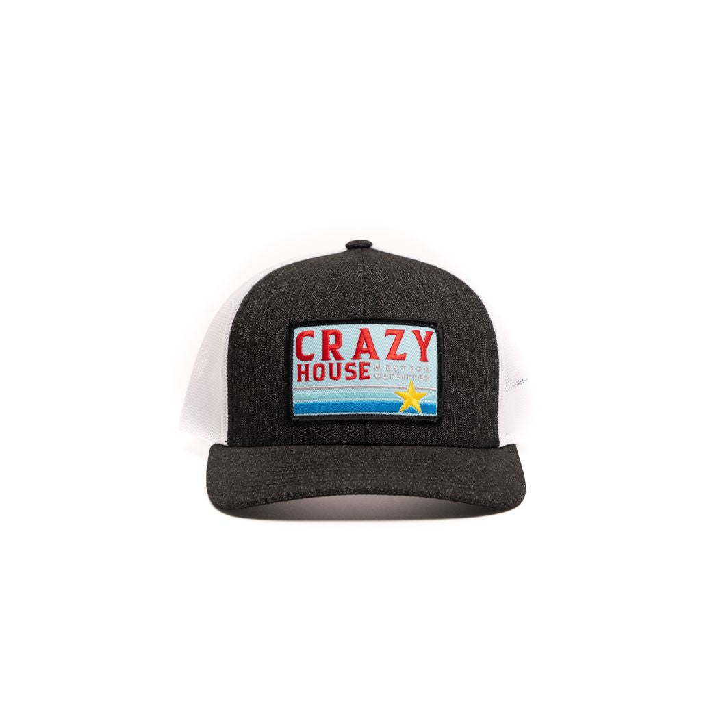 Crazy House Unisex Black and White Snapback with Outfitter Patch - Crazy House Western Wear
