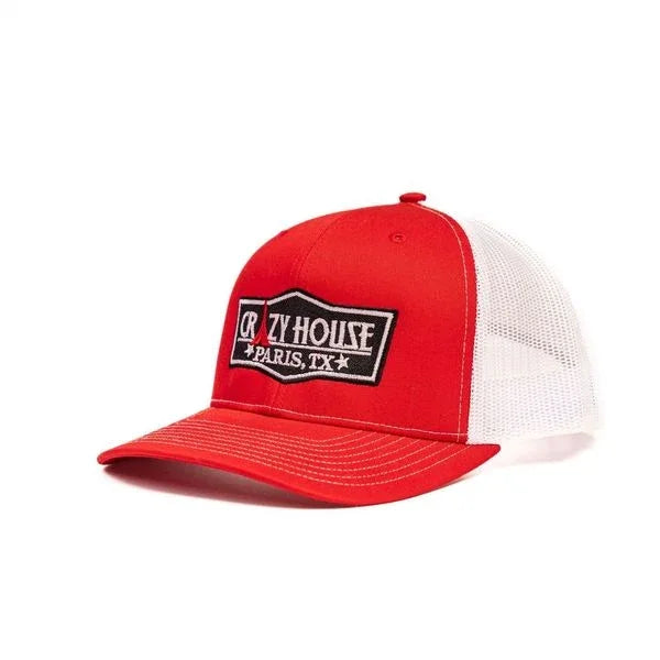 Red and White Snapback with OG Crazy House Logo - Crazy House Western Wear