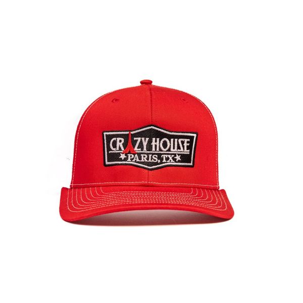 Red and White Snapback with OG Crazy House Logo - Crazy House Western Wear