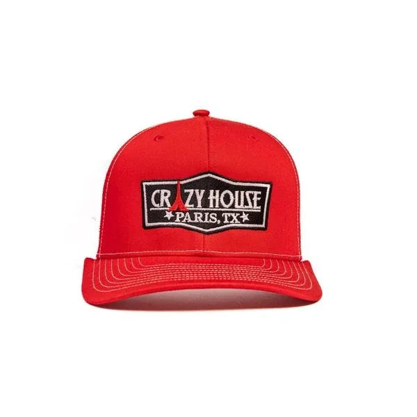 Red and White Snapback with OG Crazy House Logo - Crazy House Western Wear