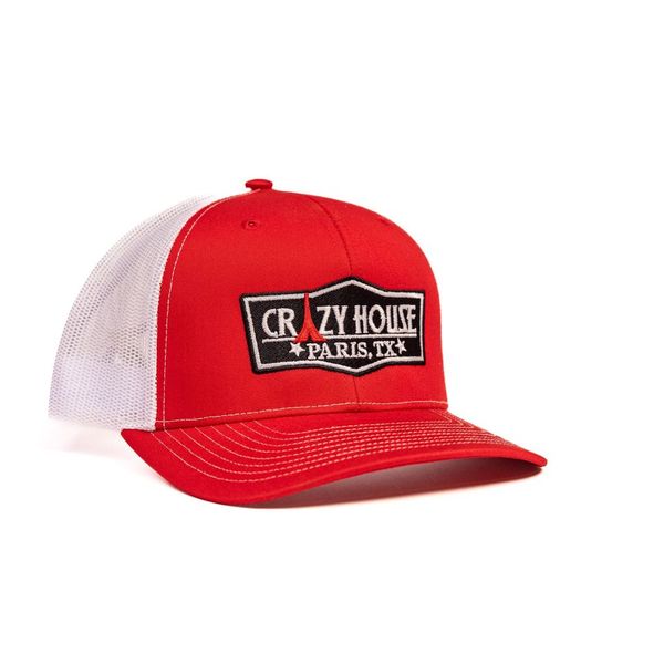 Red and White Snapback with OG Crazy House Logo - Crazy House Western Wear