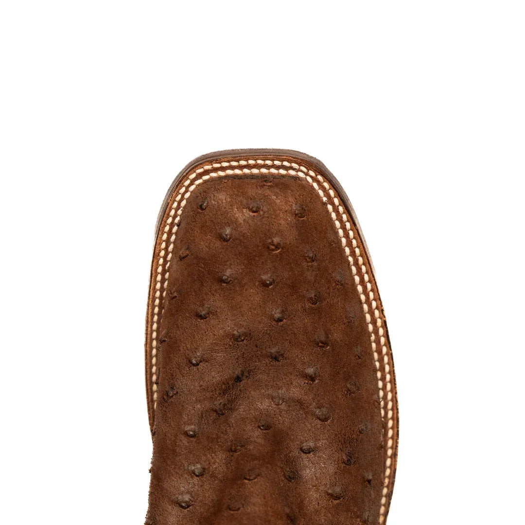 Rios Cigar Suede Full Quill Ostrich with 13" Cognac Lava Top - Crazy House Western Wear