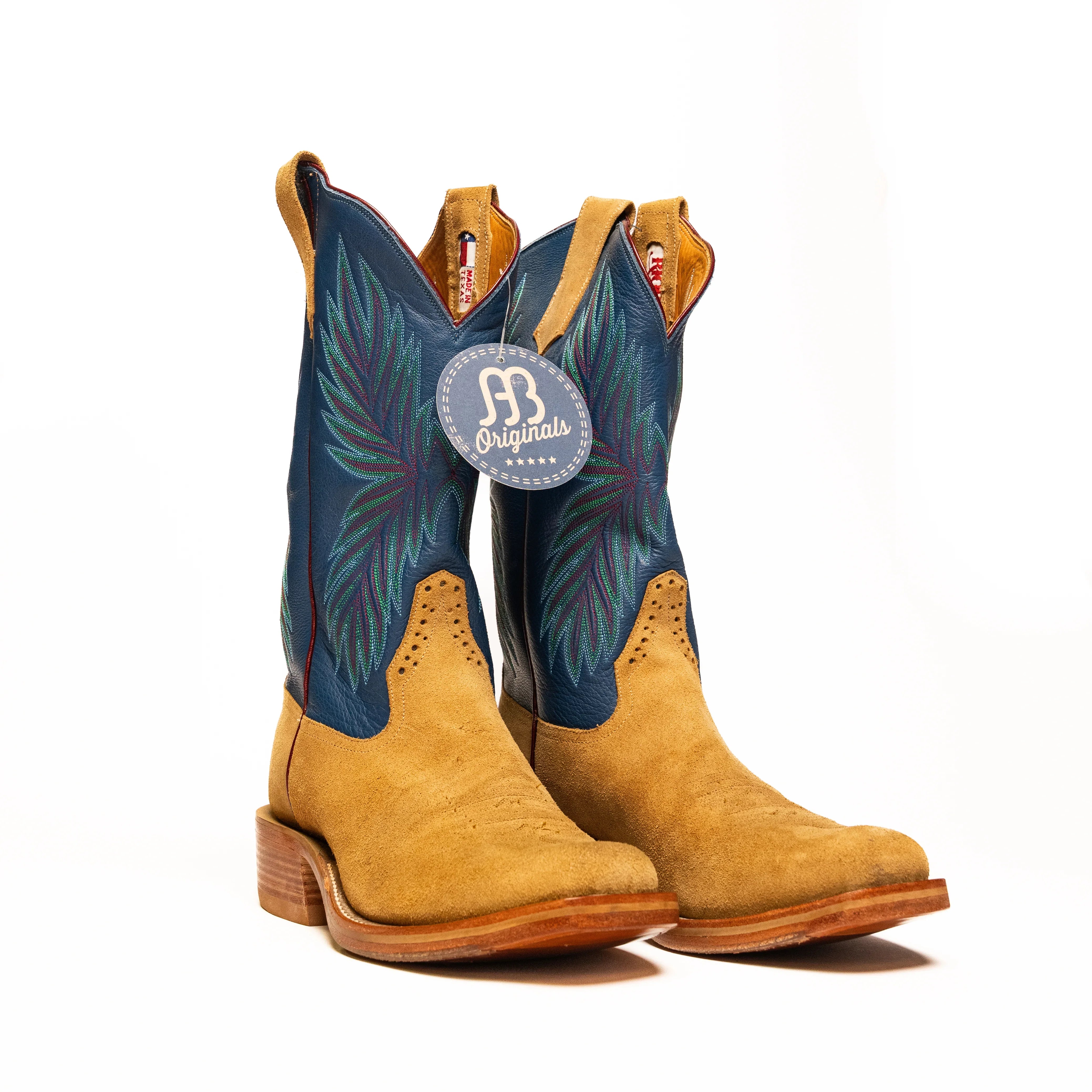 Rios Tan Newman with 13" Blue Deercow Top - Crazy House Western Wear