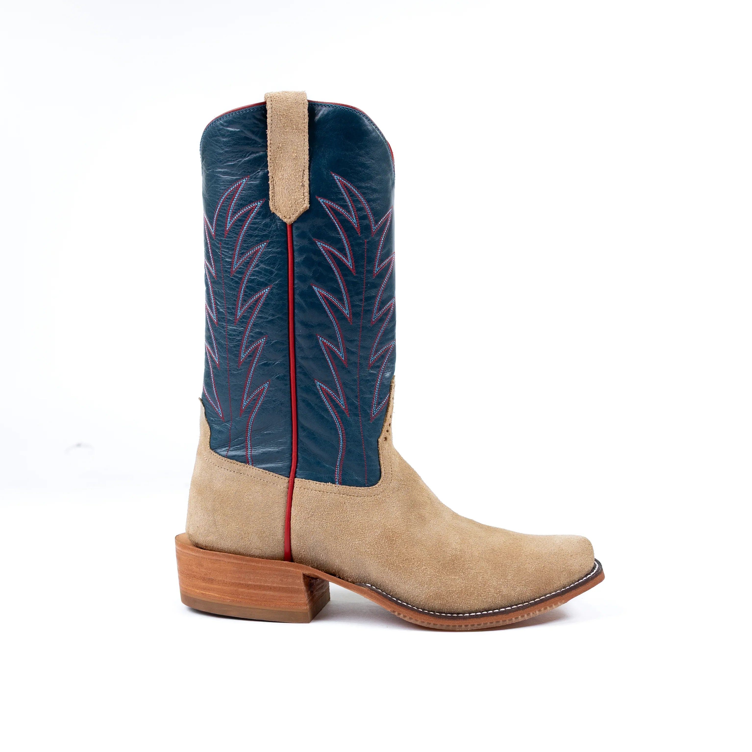 Rios Tan Reverse Crazy Horse with 13" Navy Calf Tops R9028