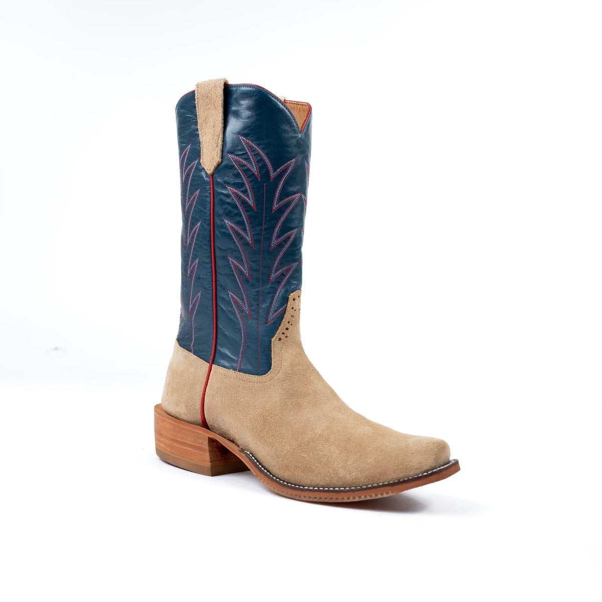 Rios Tan Reverse Crazy Horse with 13" Navy Calf Tops R9028