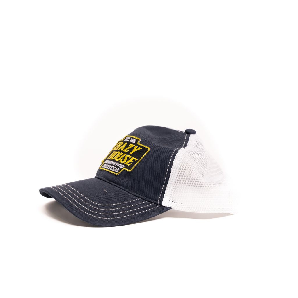 Crazy House Unisex Navy and White Cap with Outfitter Patch - Crazy House Western Wear