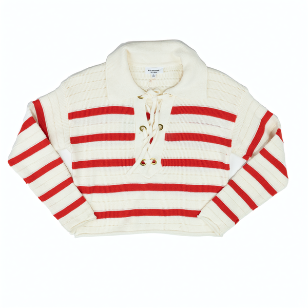 Women's ee:some Red and White Striped Sweater SK14490 - Crazy House Western Wear