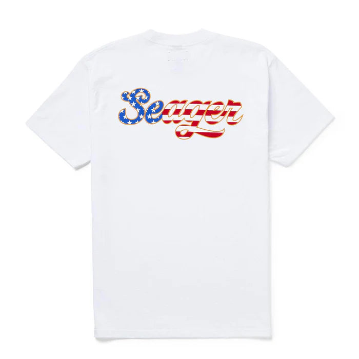 Men's Seager USA Russ Tee White MTSU25USARUSSWHT - Crazy House Western Wear