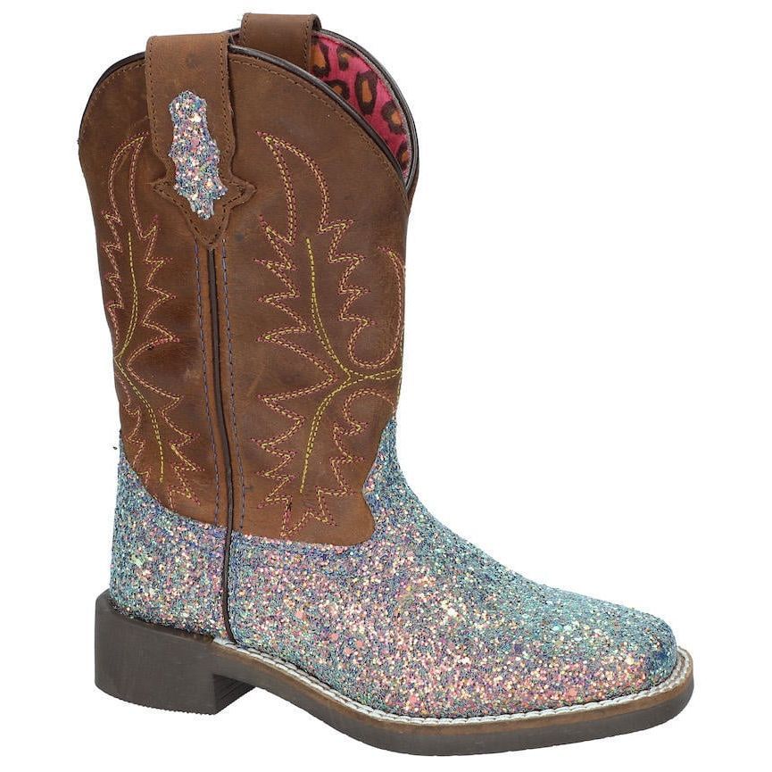 Girl's Smoky Mountain Ariel Pastel Glitter Square Toe Western Boots