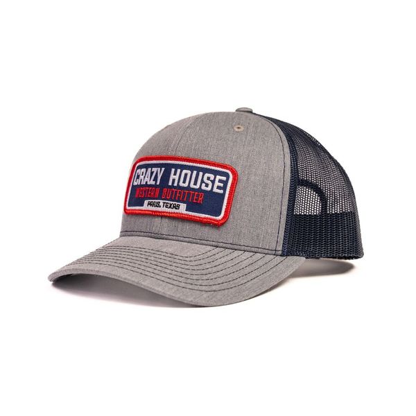 Grey Trucker Snapback with Outfitter Patch - Crazy House Western Wear
