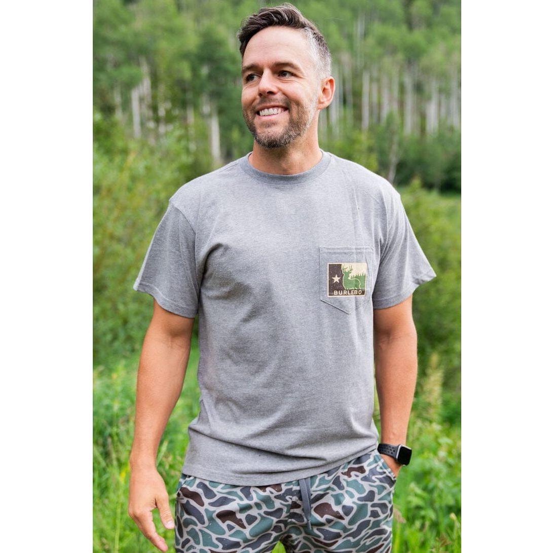 Men's Burlebo Texas Deer Flag T-Shirt TXDF-SS-DHG - Crazy House Western Wear