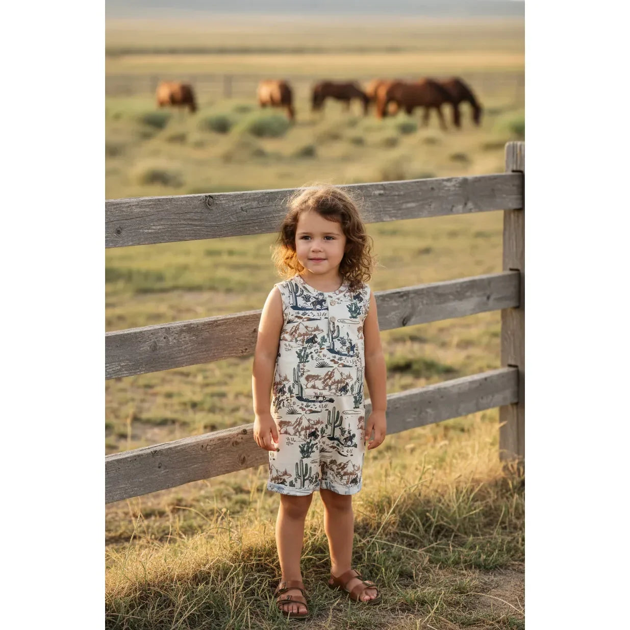 Toddler Desert Cowboy Sleeveless Short Romper TF-1253T-DC