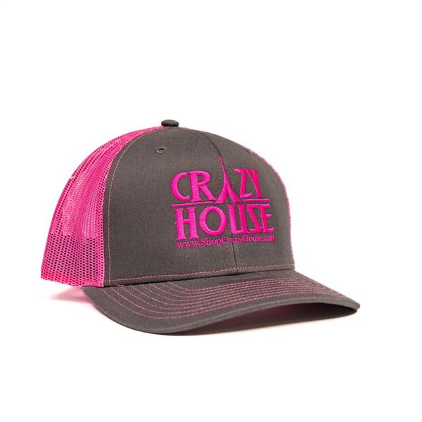 Grey and Pink Snapback with Crazy House Stitching - Crazy House Western Wear