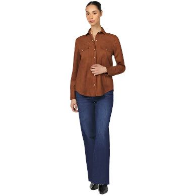 Women's Dear John Chocolate "Star" Long Sleeve Button Up DSH1047W2CHL - Crazy House Western Wear