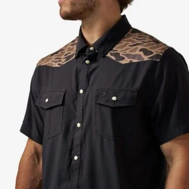 Men's Burlebo Black and Gauge Camo Deer Season Performance Western Shirt PWS-DRSZN