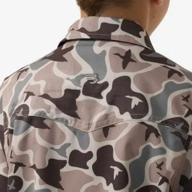 Boy's Burlebo Mallard Mayhem Camo Performance Western Shirt Y-PWS-MMAYC