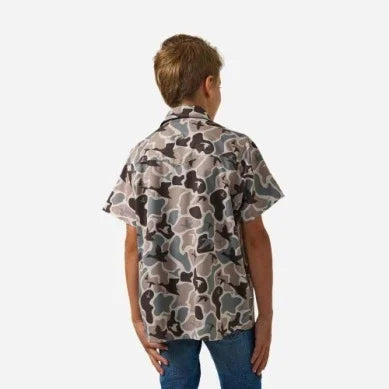 Boy's Burlebo Mallard Mayhem Camo Performance Western Shirt Y-PWS-MMAYC