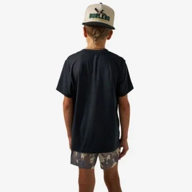 Boy's Burlebo Black and Classic Deer Camo FLying Logo Go To Tee Y-GTT-FB-BCDC