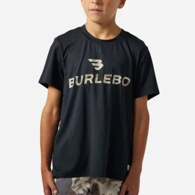 Boy's Burlebo Black and Classic Deer Camo FLying Logo Go To Tee Y-GTT-FB-BCDC