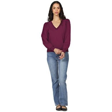 Women's Another Love Sammi Long Sleeve V-neck Top VCKN1836BRX - Crazy House Western Wear