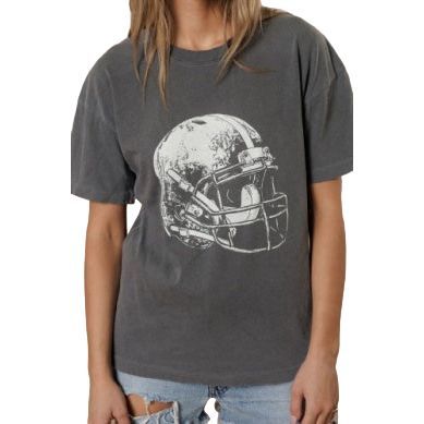 Women's Charcoal Short Sleeve Football Helmet T-shirt