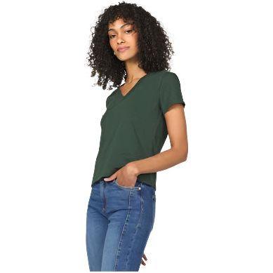 Women's Another Love Amaya Dark Green V-neck T-shirt VCKN1762EVG - Crazy House Western Wear