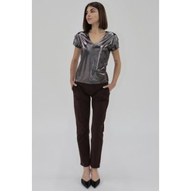 Women's Another Love Metallic Black Lumi Short Sleeve T-shirt VCKN1853MEB