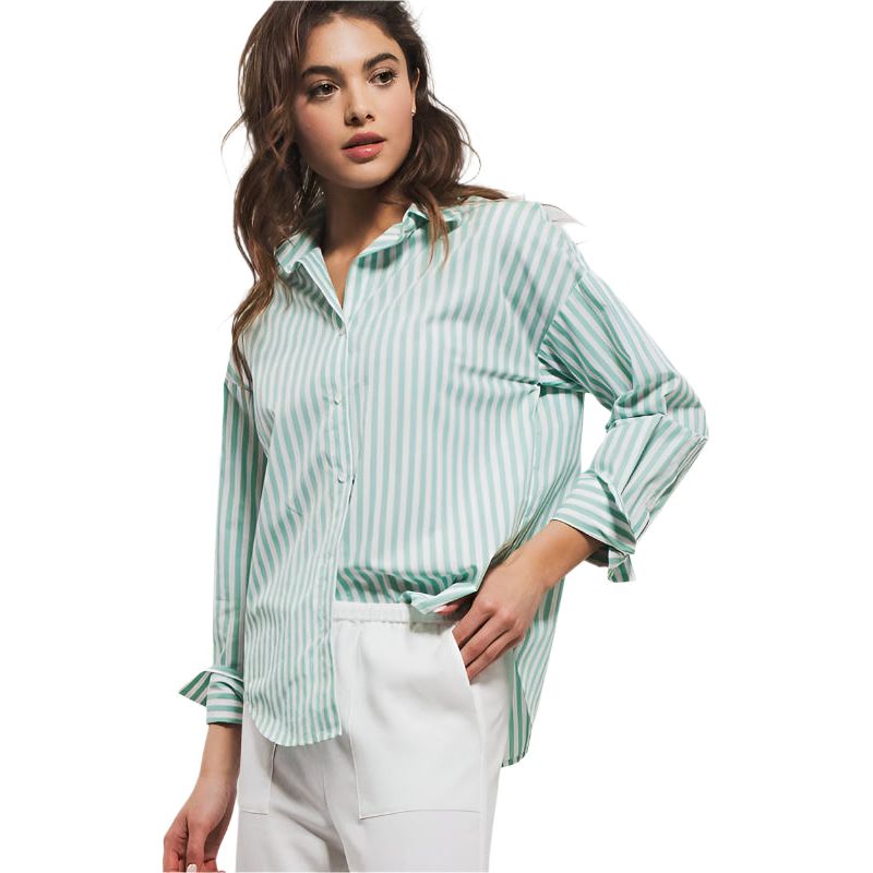 Women's Urban Daisy Mint Green Striped Button Up 10346TM - Crazy House Western Wear
