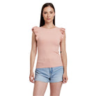 Women's Another Love Ribbed Ruffle Sleeve Blouse VCKN1753PTK - Crazy House Western Wear