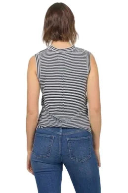 Women's Dear John Black and White Striped Zo Tank Top DKN2102D8BWS