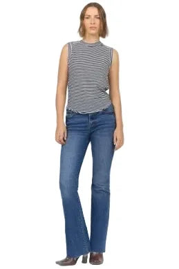 Women's Dear John Black and White Striped Zo Tank Top DKN2102D8BWS