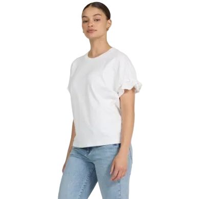Women's Dear John White Meredith Short Ruffle Sleeve T-shirt DKN2171WHT