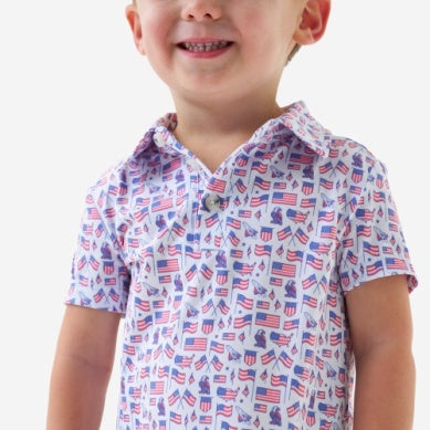 Boy's Burlebo Old Glory Performance Polo Y-PP-OLDG
