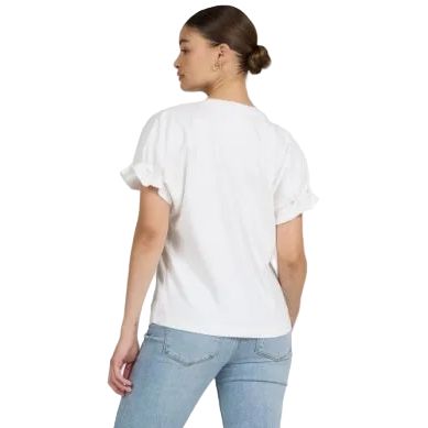 Women's Dear John White Meredith Short Ruffle Sleeve T-shirt DKN2171WHT