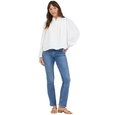 Women's Dear John Naida White Long Sleeve Blouse DSH1518WHT