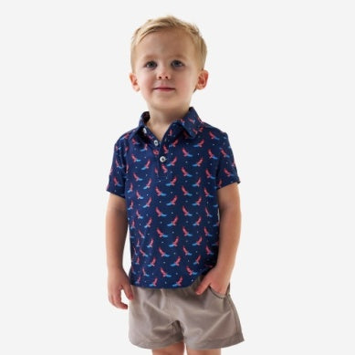Boy's Burlebo Navy USA Eagle Performance Polo Y-PP-UEAG