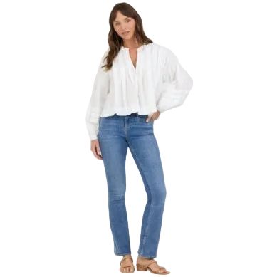 Women's Dear John White Shonda Long Sleeve Blouse DSH1544WHT