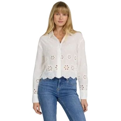 Women's Dear John Riviera White Miranda Long Sleeve Blouse DSH1436RWH