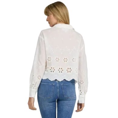 Women's Dear John Riviera White Miranda Long Sleeve Blouse DSH1436RWH