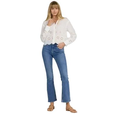 Women's Dear John Riviera White Miranda Long Sleeve Blouse DSH1436RWH