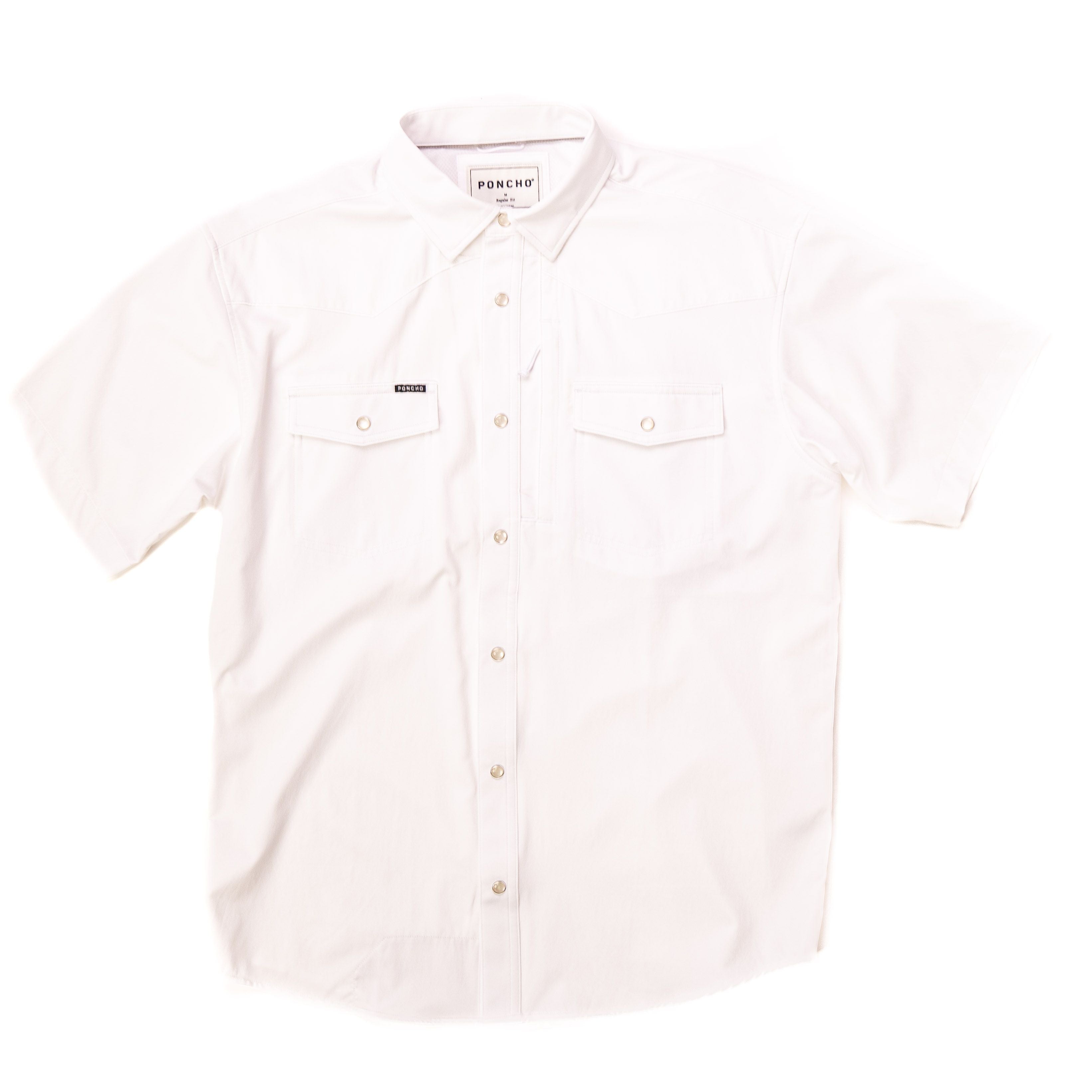 Men's Poncho White Pearl Snap Shirt Delrio-Wht - Crazy House Western Wear