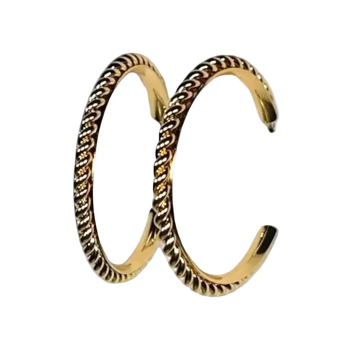 West & Co 1.75" 18K Gold Plated Hoop Earring with Twist Detailing WC-E06G