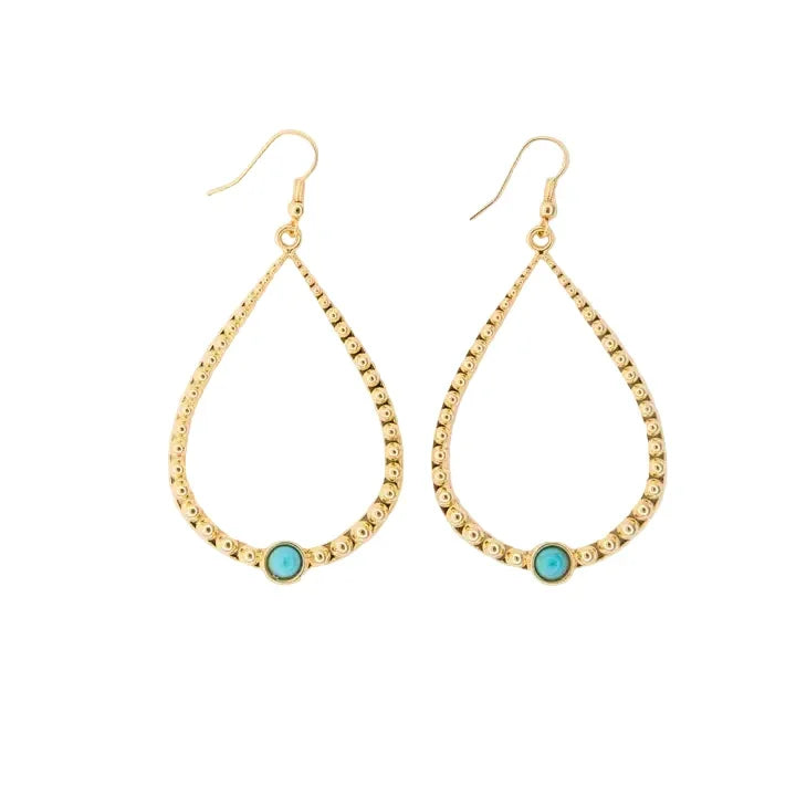 West & Co 2.25" 18K Gold Plated Hammered Teardrop Earring on Fish Hook WC-E23G