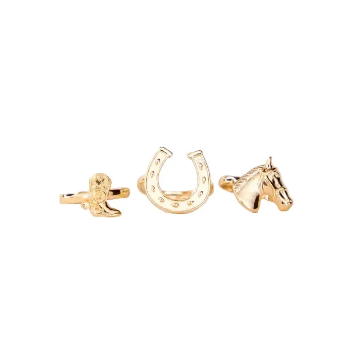 West & Co .5" 18K Gold Plated Adjustable Ring Set WC-R08G