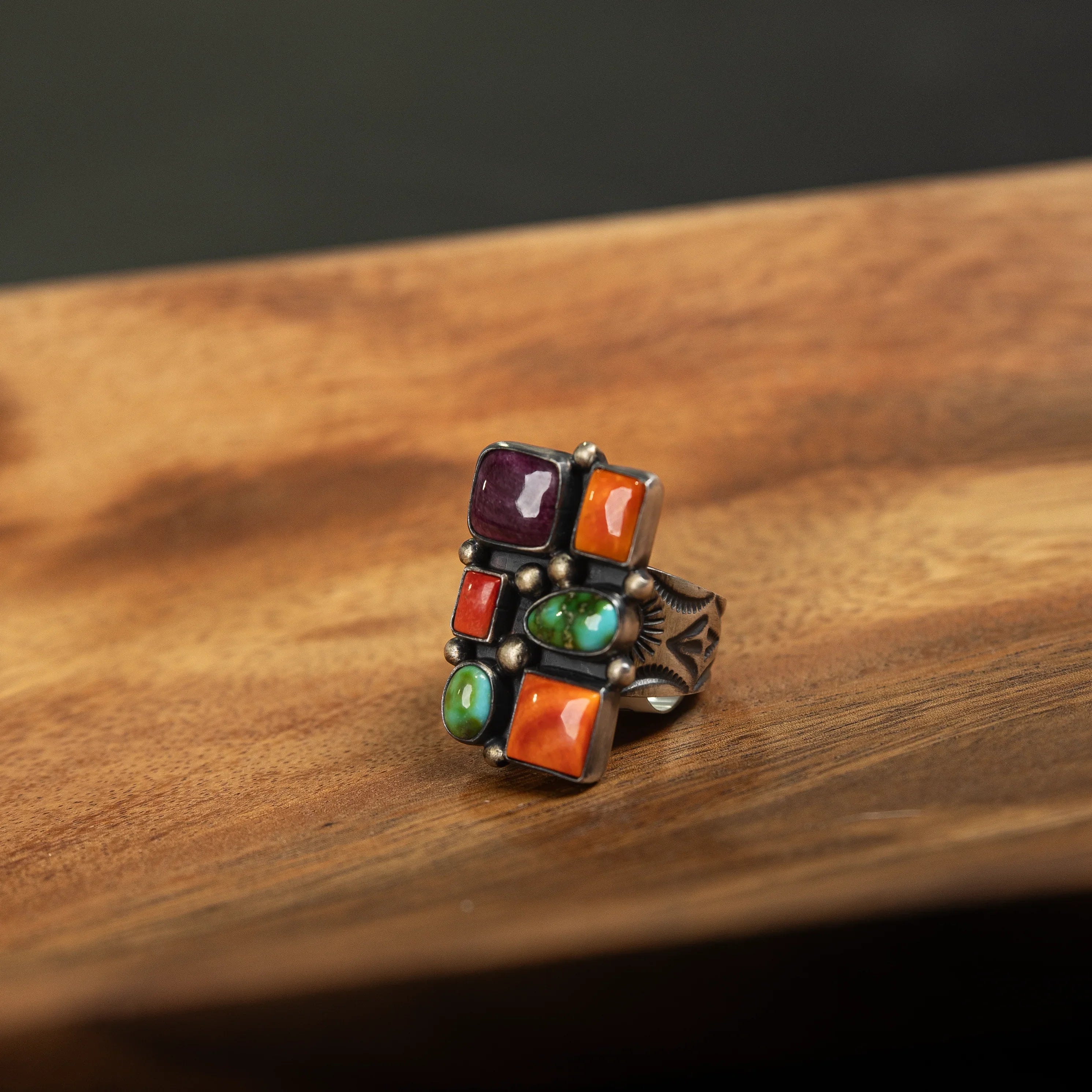 Women's Alzuni Handmade Multicolor Adjustable Ring R925MULT-22