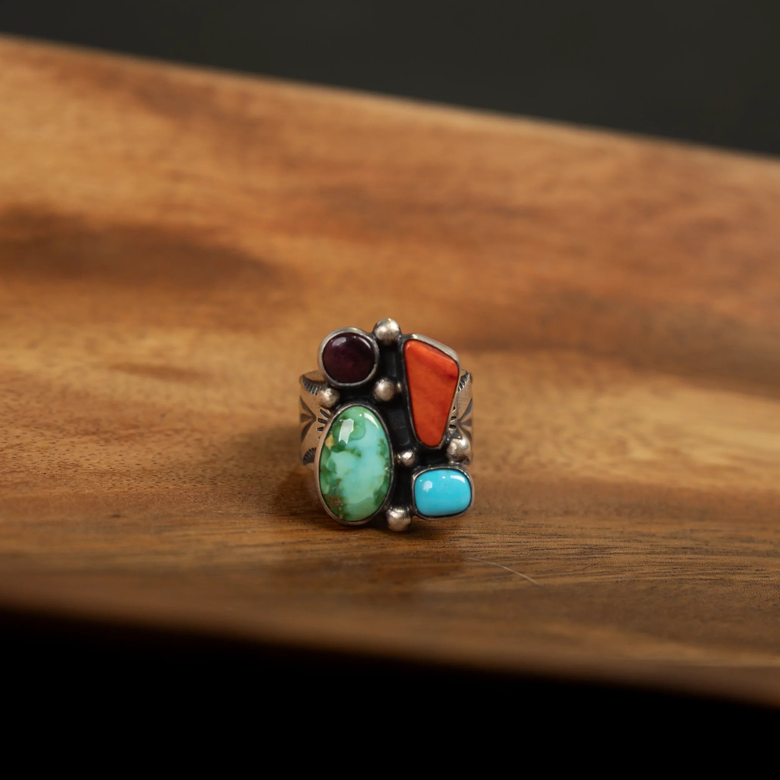 Women's Alzuni Multicolor and Silver Handmade Ring