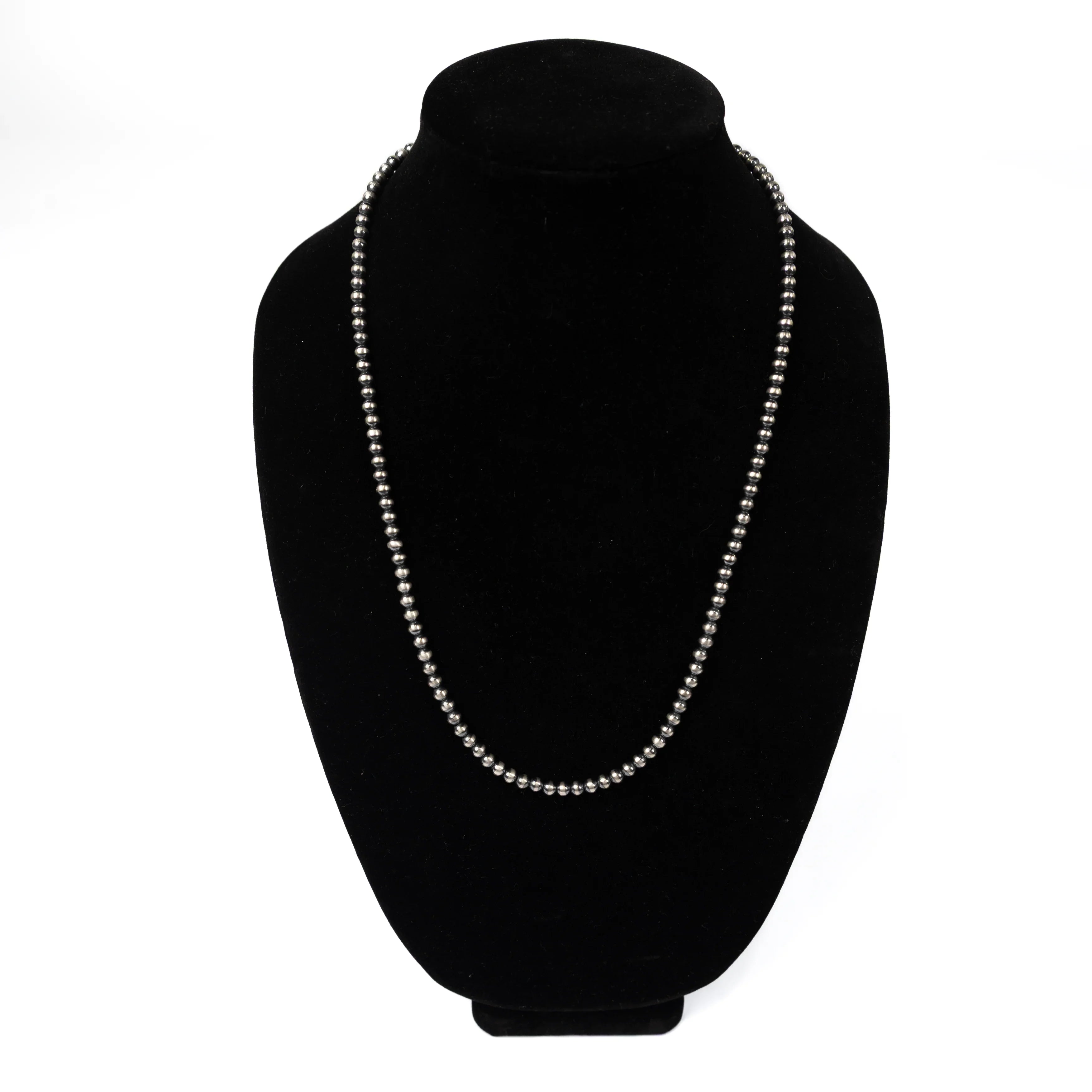 Women's Alzuni Silver Handmade 5MM 24" Navajo Pearl Necklace