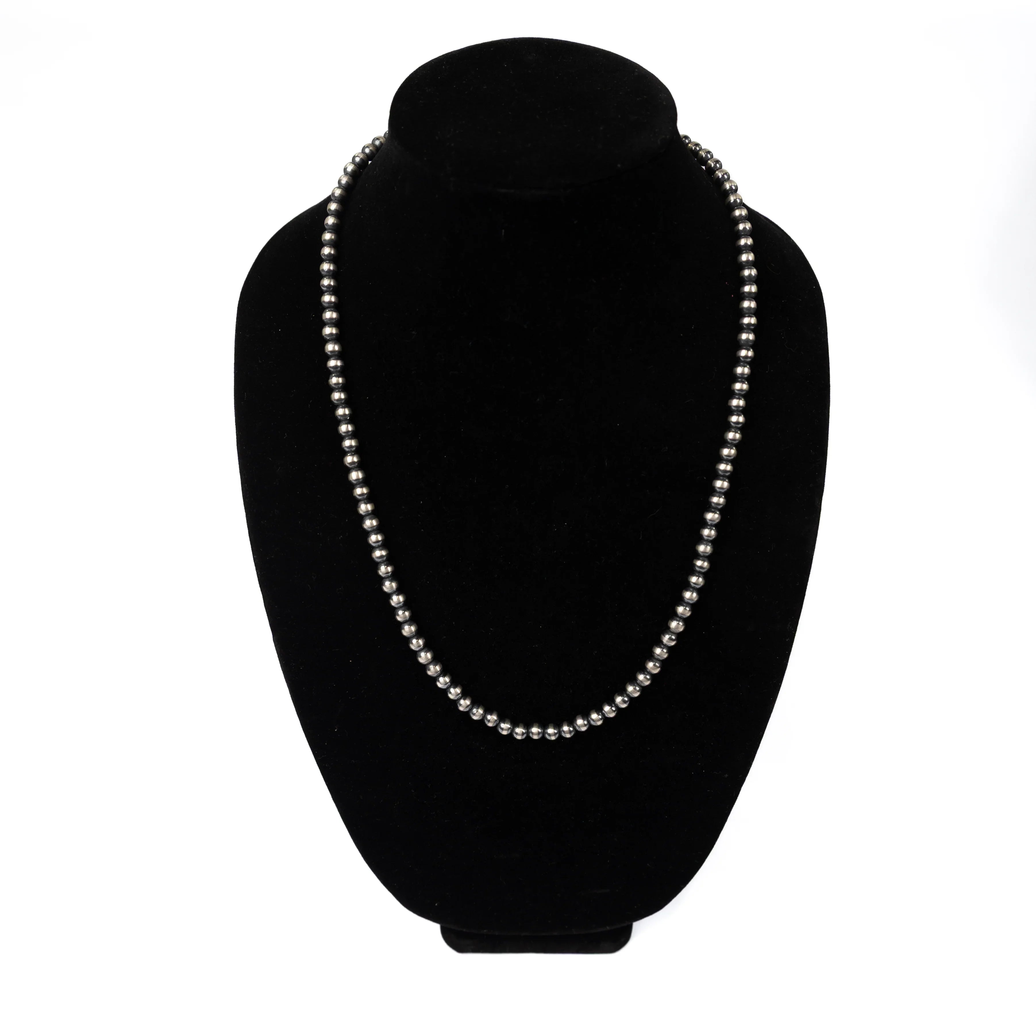 Women's Alzuni Silver Handmade 6MM 24" Navajo Pearl Necklace