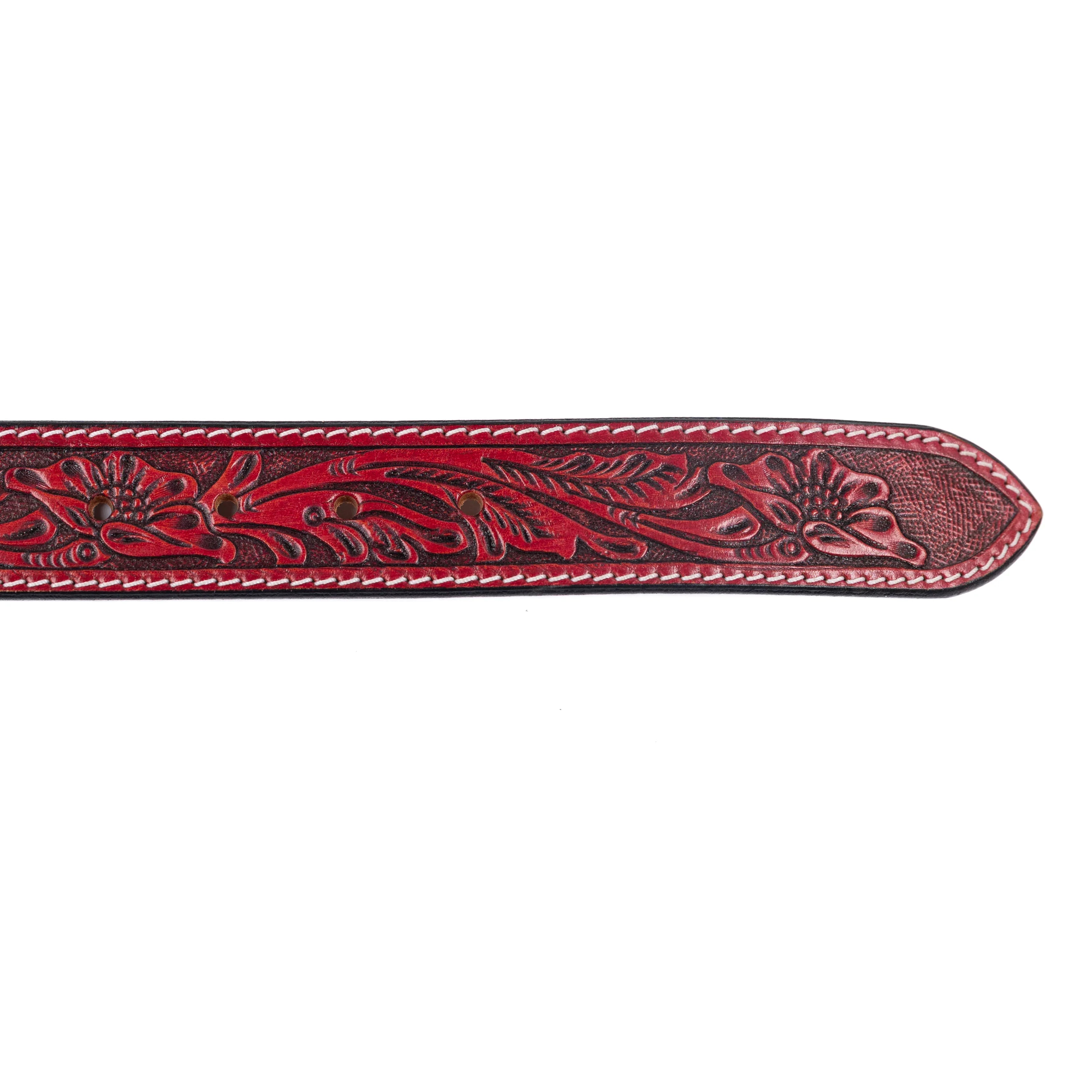 Women's American Darling Red Tooled Leather Belt ADBLF233