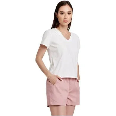Women's Another Love Amaya V-neck White T-shirt VCKN1762WHT - Crazy House Western Wear